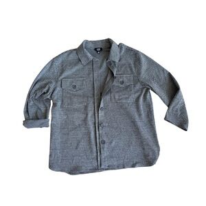 Jones New York houndstooth black grey button up shirt - size large